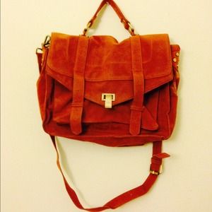 Brown suede messenger satchel
