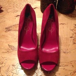 Jessica Simpson size 8 Red Peep Toe Pumps