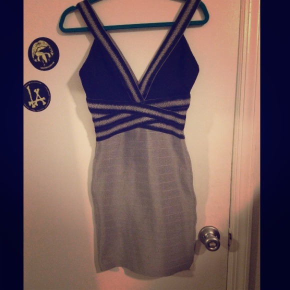 Wow couture Black and grey bandage dress