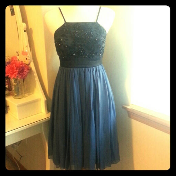 Blue Beaded Formal Dress