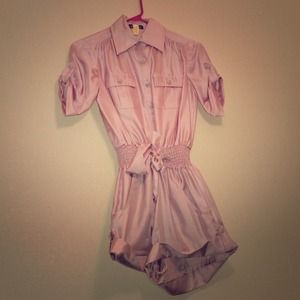 Bebe Champagne Silk Romper
