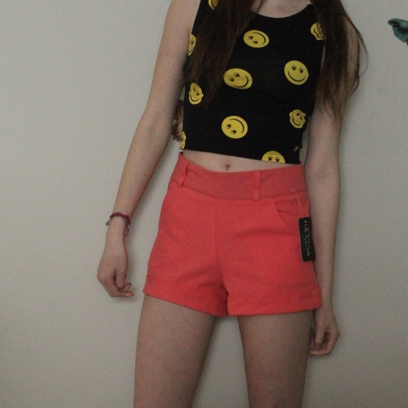 coral high waisted shorts nwt