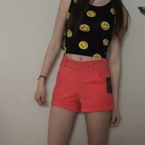 coral high waisted shorts nwt