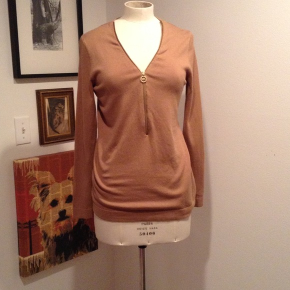 Michael Kors XS Zipper Neck Knit Sweater