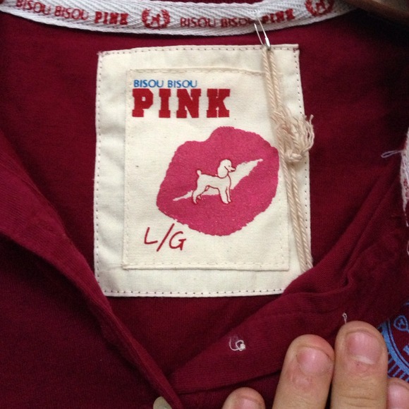 New BISOUS BISOUS PINK collection burgundy polo. - Picture 2 of 4