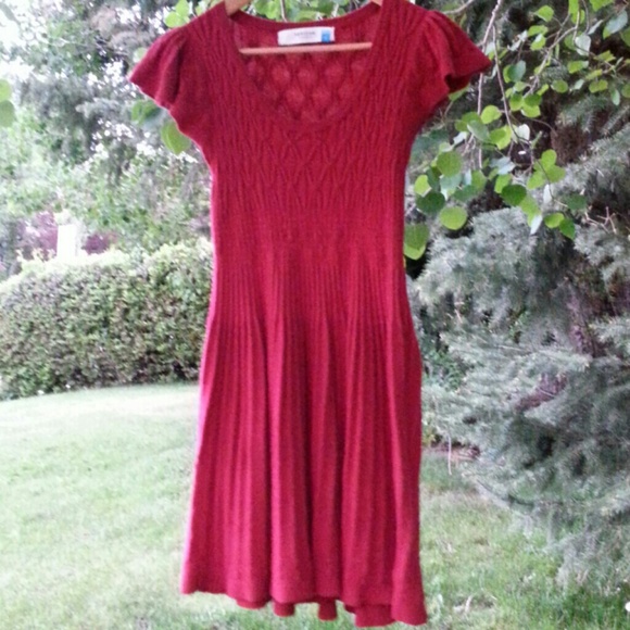 Anthropologie Red Knit Dress