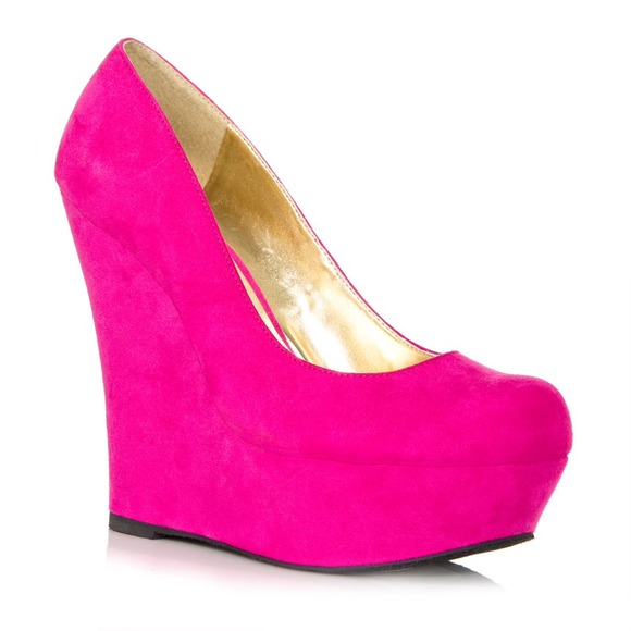 Shoes - Hot pink suede wedges Shoes - Hot pink suede wedges