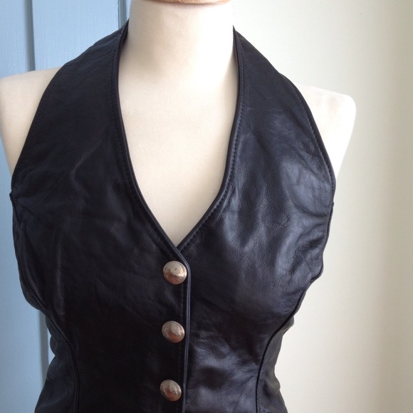 custom made Tops Custom Made Leather Halter Vest Poshmark