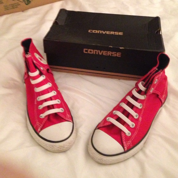 Super cute. Cherry red high top converse!