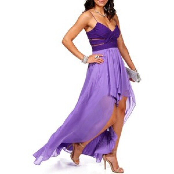 Hailey Logan Elly- grape/lilac high-low dress