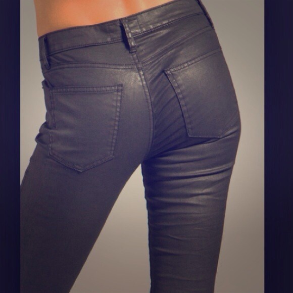 SOLD Current Elliot coated black skinny jeans