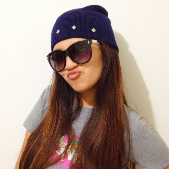 Studded blue beanie