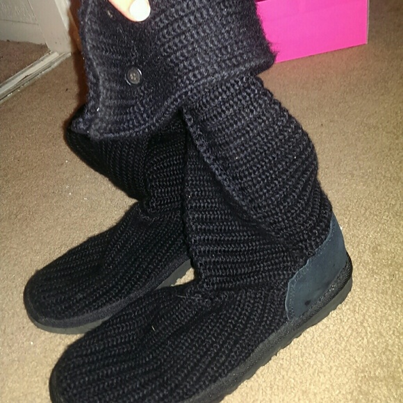 Black Cable Knit Ugg Boots