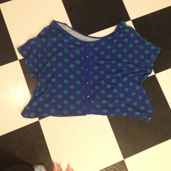 Green & blue slouchy crop w/ anchor button back!