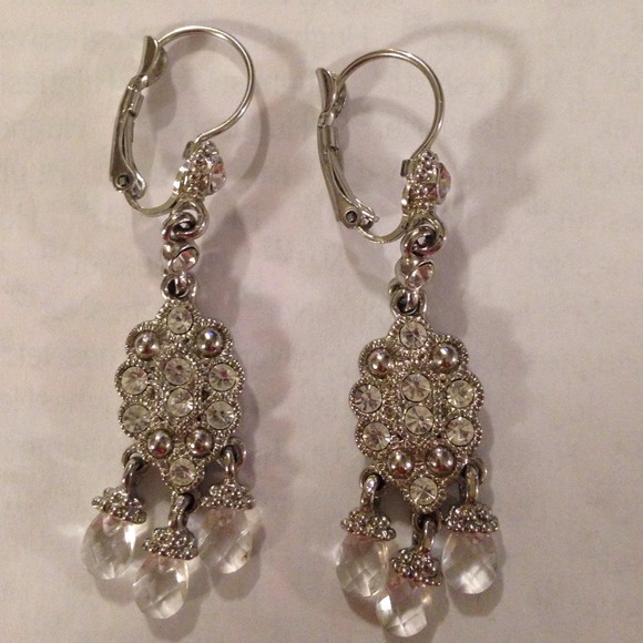Silver Sparkly Earrings with clasps - Picture 2 of 2