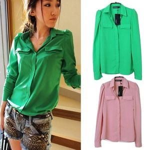 New Green Chiffon Blouse