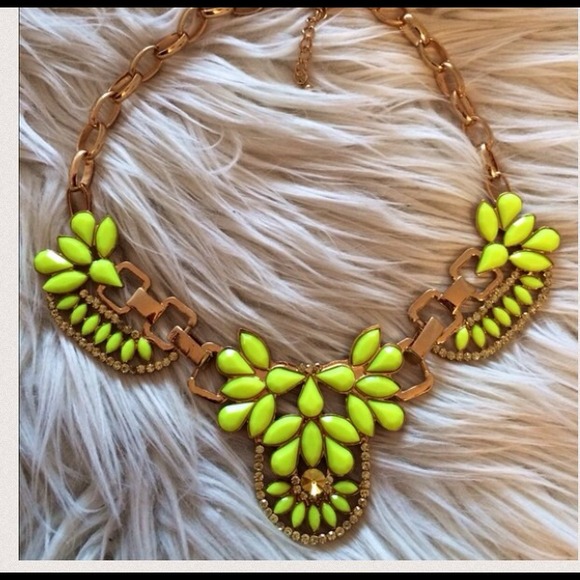 Shourouk inspired neon yellow necklace