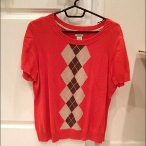 Orange argyle sweater
