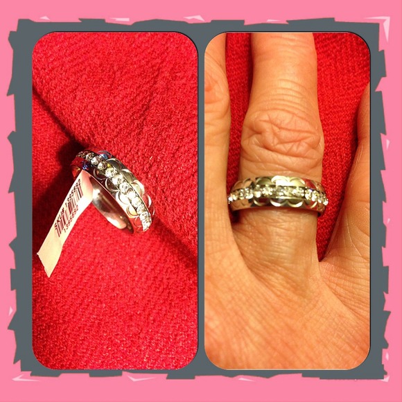 SOLD in bundle Dainty band ring with Austrian crys