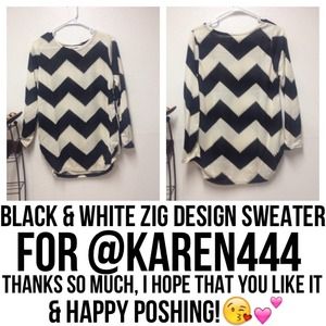 Black&White Zig Zag Design Sweater For @karen444💕