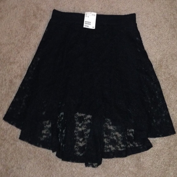 ❌RESERVED‼️Black Lace High Low Mini skirt from H&M