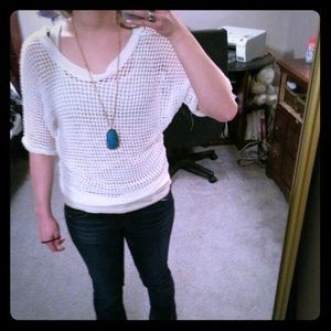 BUNDLE SCARF White netted Wide Neck Pull-over