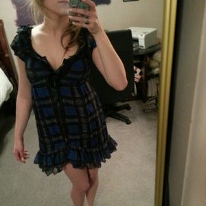 BUNDLE RING AND Blue Plaid Darling Mini Dress