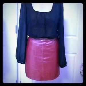 Esprit genuine red leather skirt
