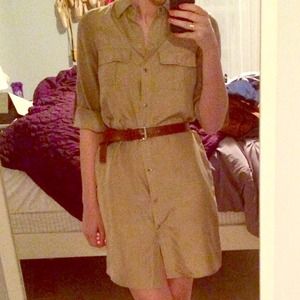 Michael Kors Silk Shirtdress w/ leather belt