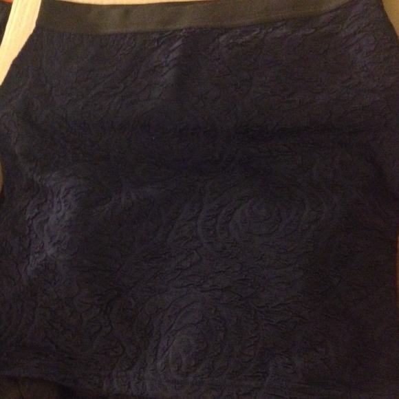 Navy Textured Skirt