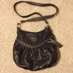 Dark grey, faux leather, studded accent purse