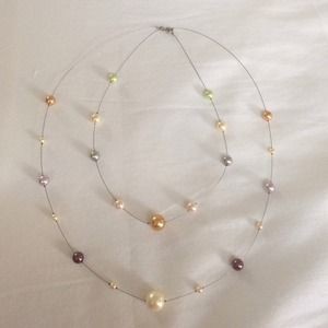 Multi-color faux pearl necklace