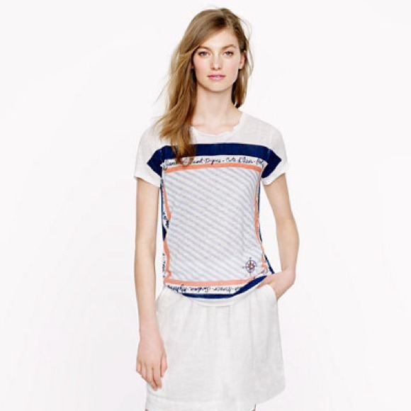 J. Crew Scarf Print Linen Tee - Picture 4 of 4