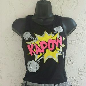 *SOLD* Black Crop Top with Comic Graphic