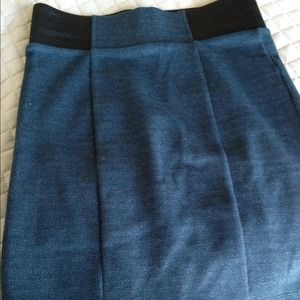 Fitted skirt, dark blue with black banded waist
