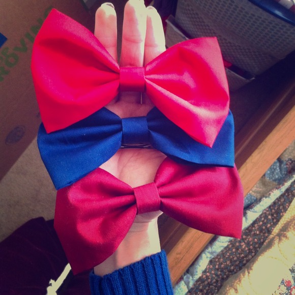 Hair bows (red, navy blue, burgundy/maroon)