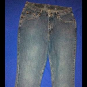 Boot cut denim riders stretch medium blue jeans