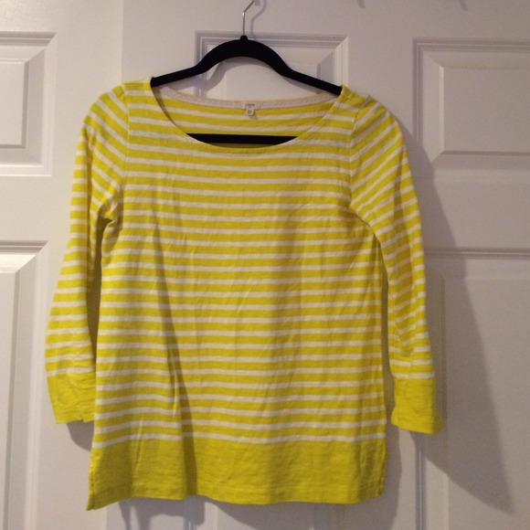 Super cute J. Crew striped yellow boatneck tee
