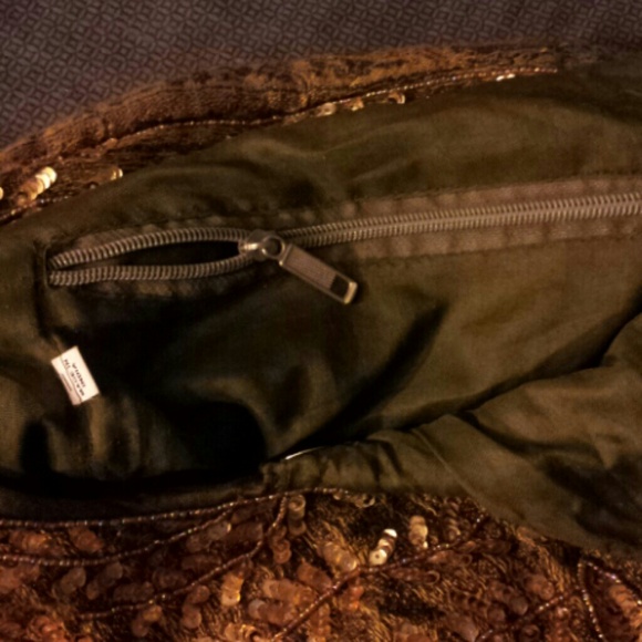 Reduced- Gold and Green beaded bag - Picture 3 of 4