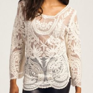 CROCHET LONG SLEEVE TOP