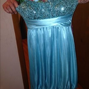 Cute Aqua blue with sequence homecoming dress