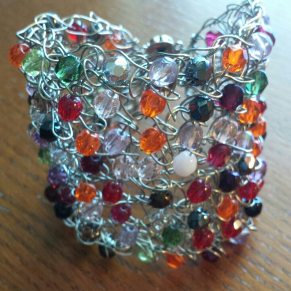 Crochet silver wire bracelet - Picture 1 of 2