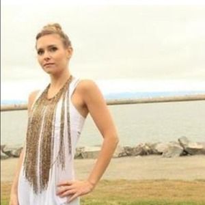 Long black beaded fringe necklace