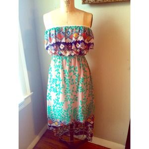 Strapless, high-low, boho chic dress