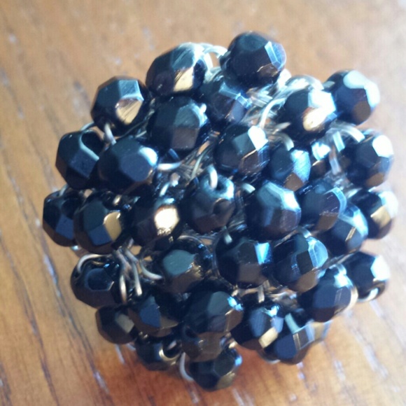 Crochet silver wire beaded ring