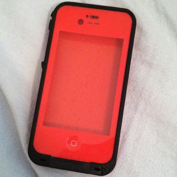 Red iPhone 4 lifeproof case