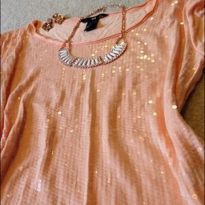 Peach Sequin H&M tee