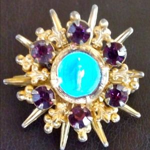 Vintage amethyst starburst brooch/pin