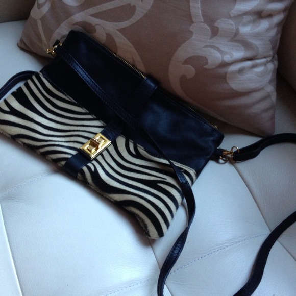 Zebra print fur cross body