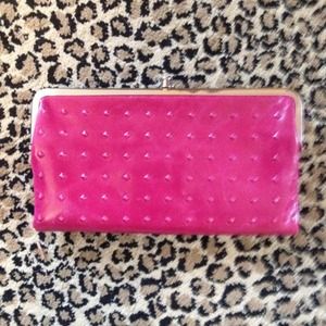 HOBO Lauren Magenta Studded Vintage Leather clutch